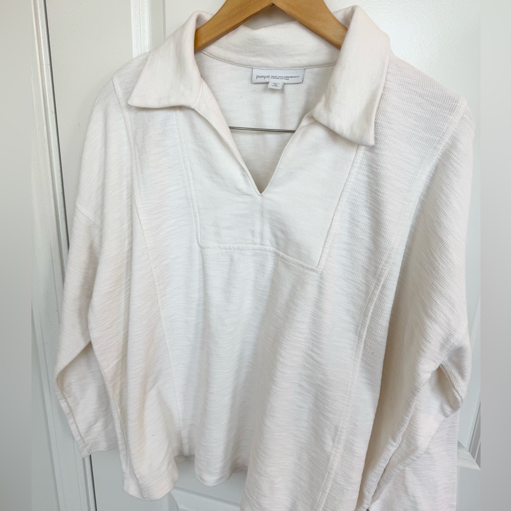 Pure Jill Organic Cotton Textured Pullover  White medium sweater J. Jill